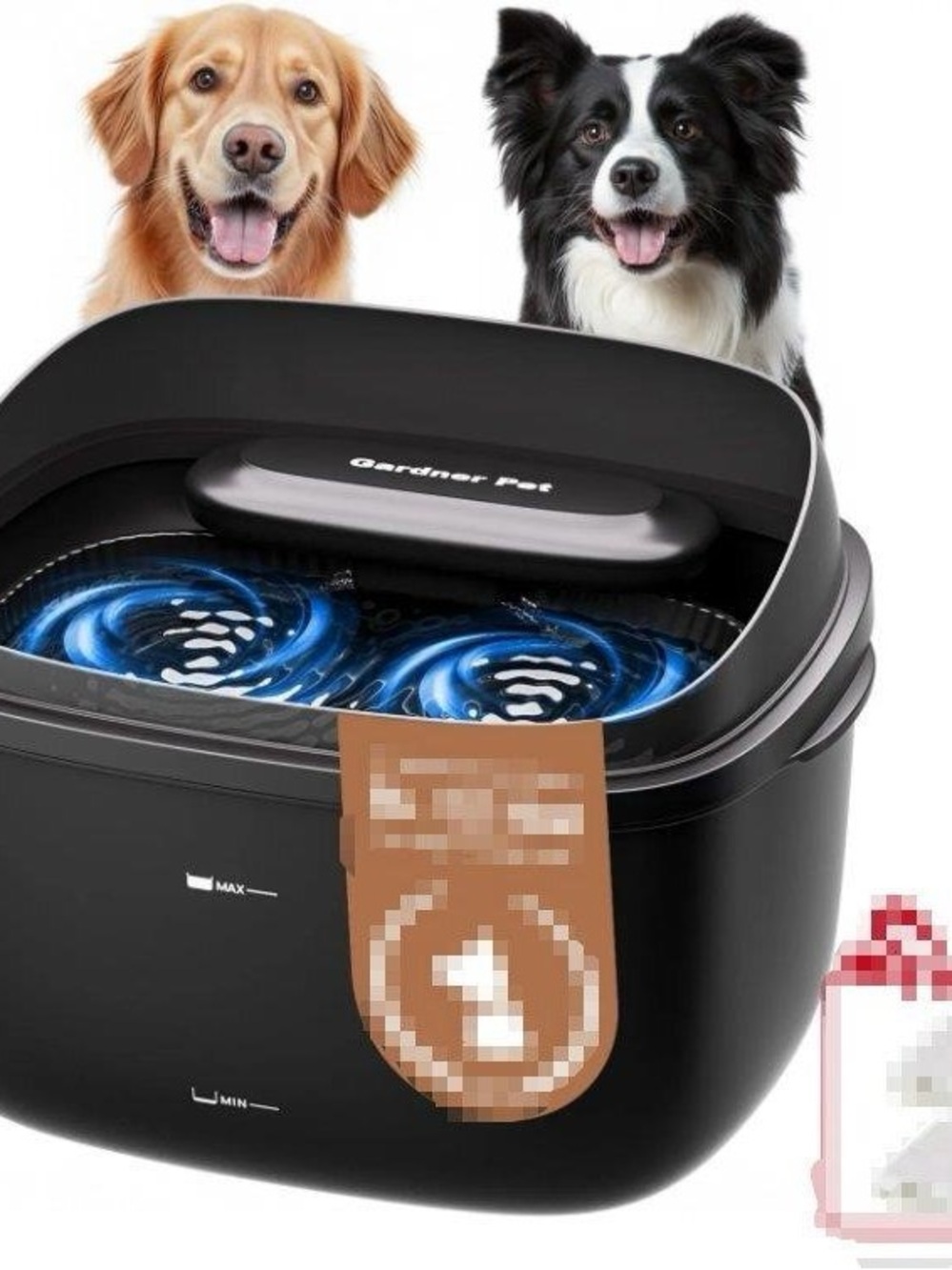 Black Automatic Dog Water Fountain- dispenser